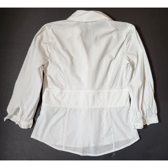 Talbots Petites Button-Down 3/4 sleeve Blouse Women’s Size 4 White - Picture 2 of 9
